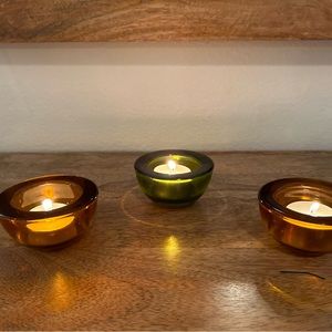 Set of 3 Pottery Barn tea light candleholders